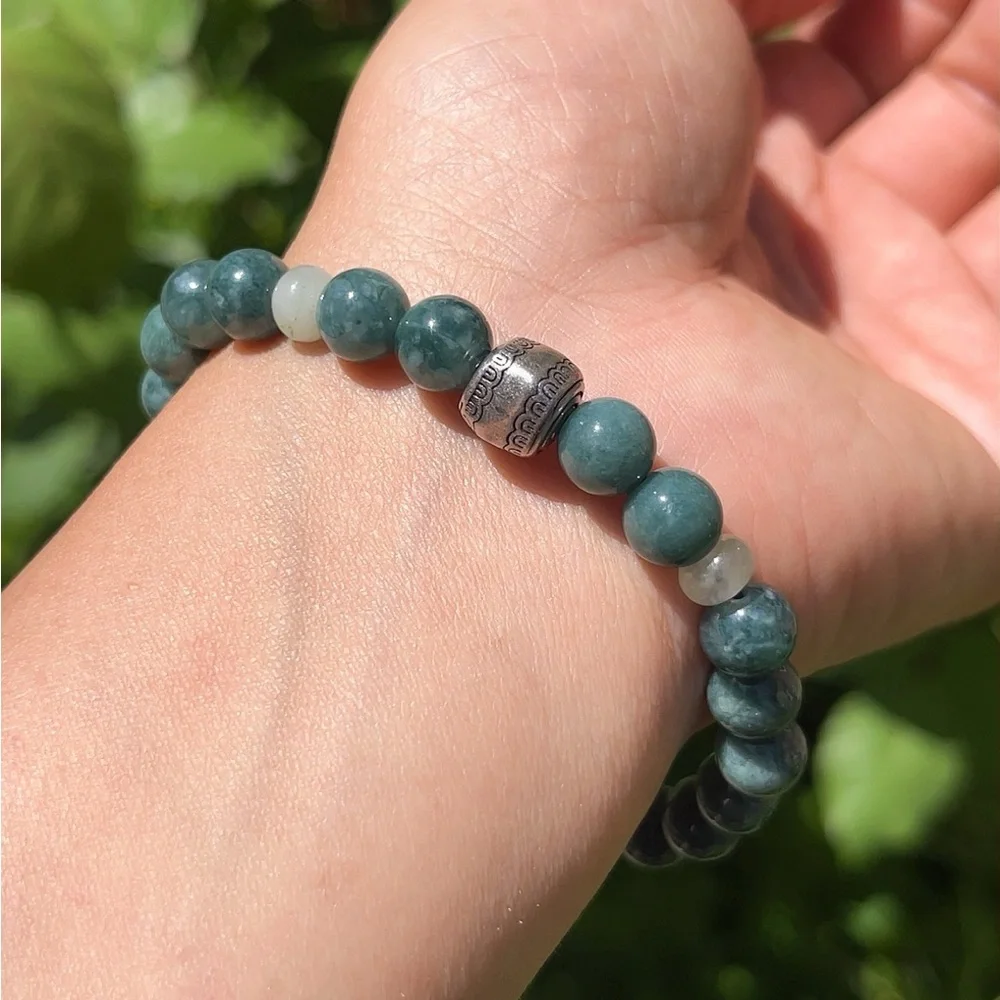 8mm stretchable blue water‎ jade bracelet